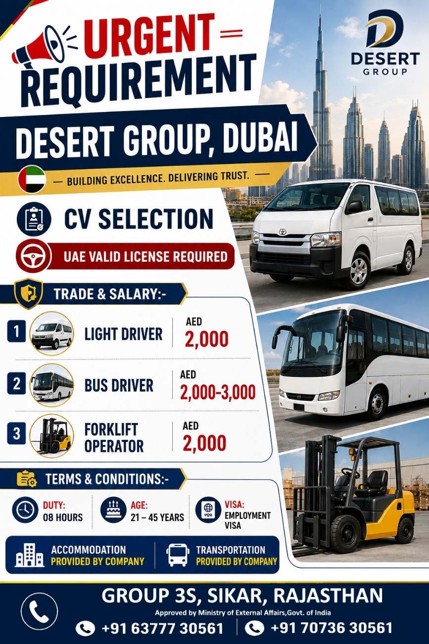LIGHT DRIVER, BUS DRIVER, FORKLIFT OPERATOR